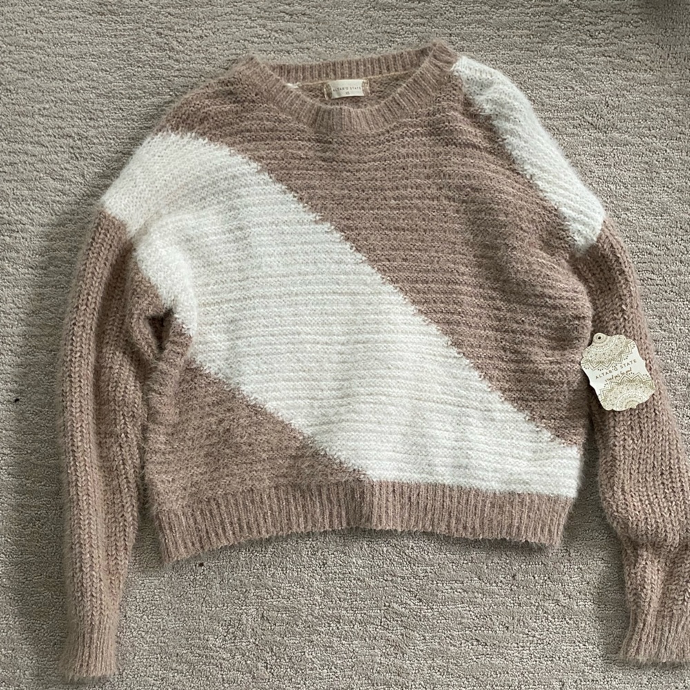Altar’d State dusty pink and white sweater.